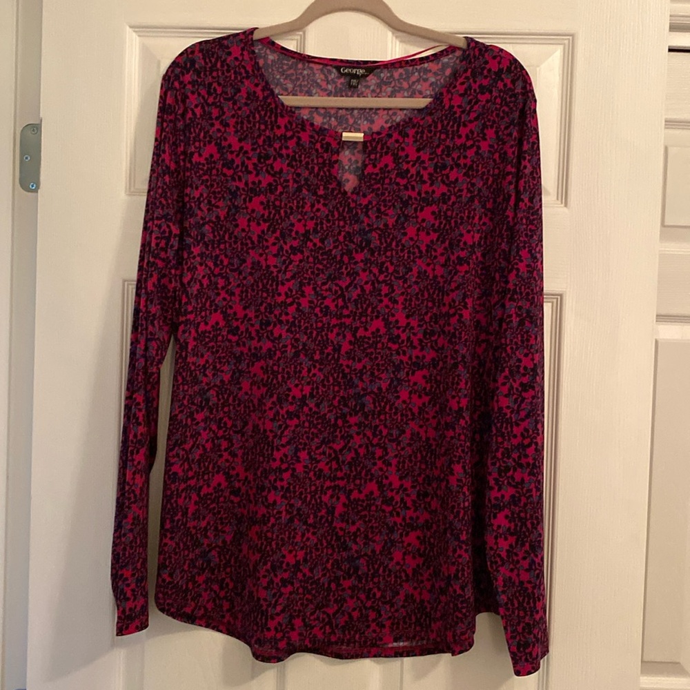 LAST CHANCE … 146. George Long Sleeve Top XXL Deep Pink Print